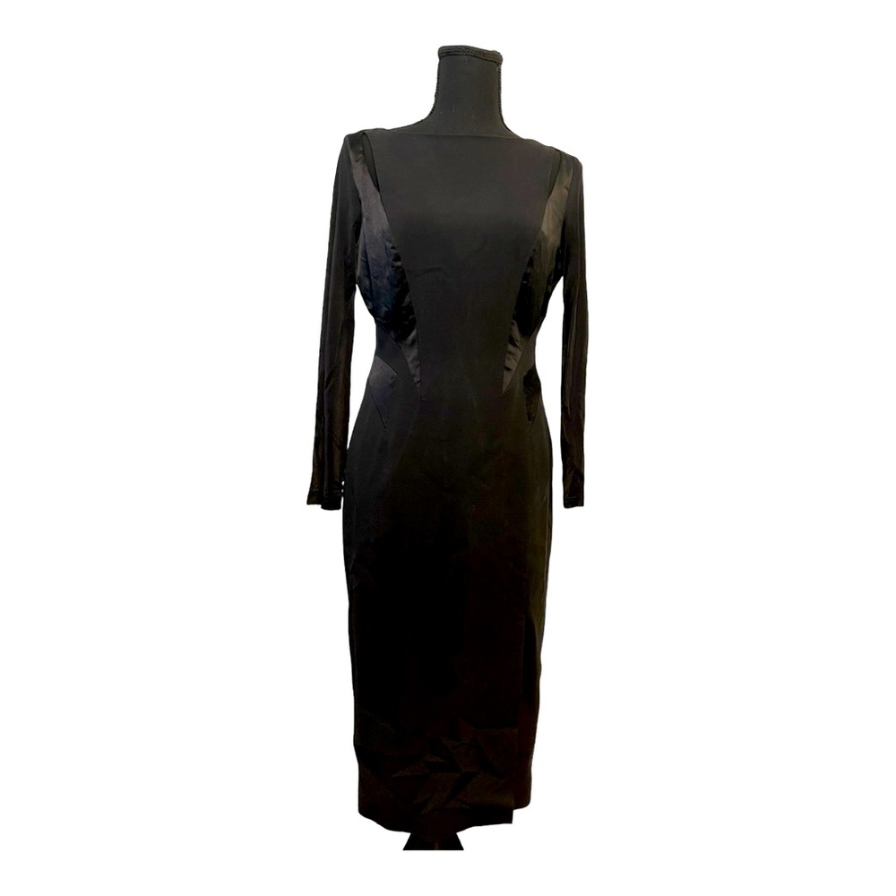 Long sleeve Karen Millen dress black with snakeskin patten